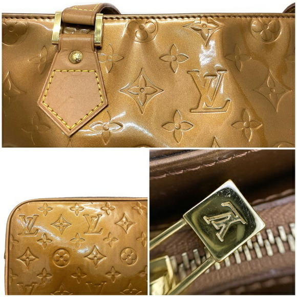 LOUIS VUITTON Handbag Houston Beige Brown Bronze Monogram Verni M91122 Bag Paten - Picture 9 of 10